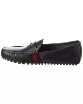 Кожаный драйвер Gucci Web, синий