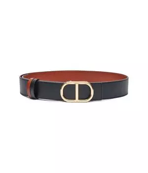 Кожаный двусторонний ремень Cintura Twinset, черный