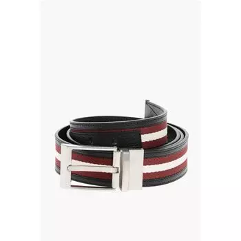 Кожаный двусторонний ремень с культовым мотивом 35 мм Bally, черный