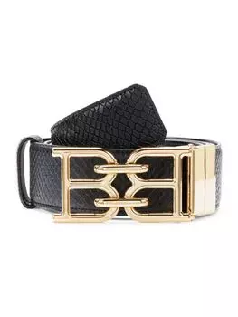 Кожаный двусторонний ремень с логотипом Bally, цвет Black Gold