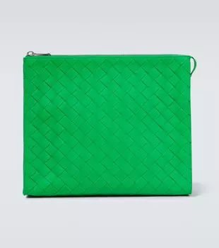 Кожаный футляр для документов intrecciato Bottega Veneta, зеленый