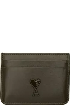 Кожаный футляр для карт цвета хаки Ami de Coeur AMI Paris