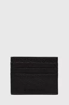 Кожаный футляр для карт Emporio Armani, черный