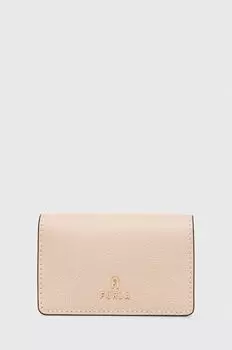 Кожаный футляр для карт Furla, бежевый