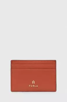 Кожаный футляр для карт Furla, оранжевый