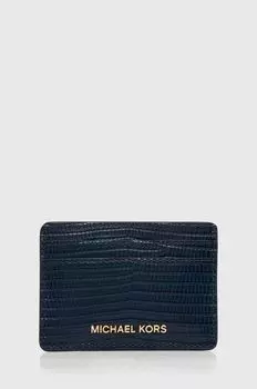 Кожаный футляр для карт MICHAEL Michael Kors, темно-синий