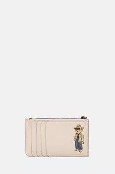 Кожаный футляр для карт Polo Ralph Lauren, бежевый
