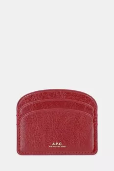 Кожаный футляр для карт porte-cartes demi-lune A.P.C., красный