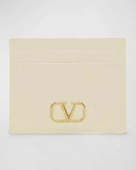 Кожаный футляр для карт VLOGO Signature Valentino Garavani, цвет Light Ivory