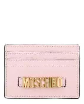Кожаный футляр для карточек с логотипом на поясе Moschino, розовый