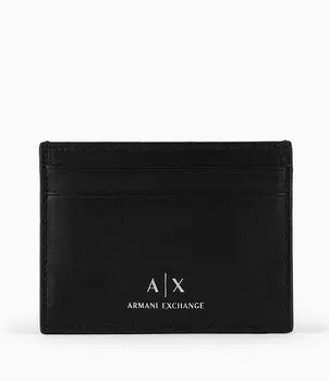 Кожаный футляр для кредитных карт Armani Exchange, черный