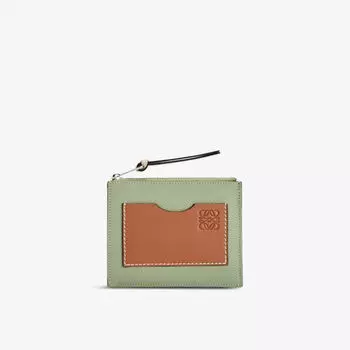 Кожаный футляр для монет и карточек на шесть карт Loewe, цвет rosemary/tan