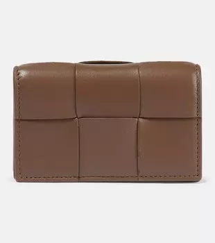 Кожаный футляр для визиток intreccio Bottega Veneta, коричневый