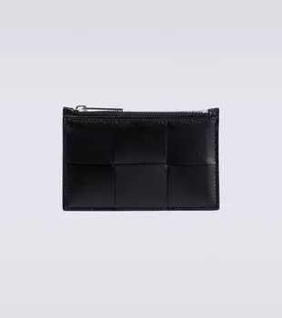 Кожаный футляр для визиток intreccio Bottega Veneta, черный