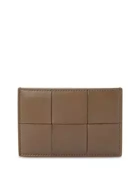 Кожаный футляр для визиток Portacard Intrecciato Bottega Veneta, цвет Tan/Beige