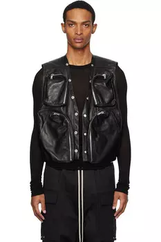 Кожаный грузовой жилет Concordians Rick Owens, черный
