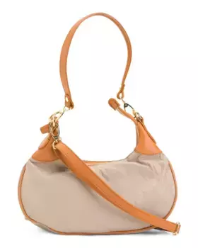 Кожаный хобо Crescent Made In Italy Valentina, серо-коричневый