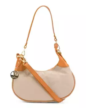 Кожаный хобо Crescent Made In Italy Valentina, серо-коричневый