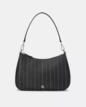 Кожаный хобо Danni среднего размера на молнии Lauren Ralph Lauren, черный