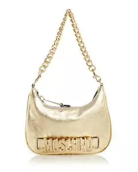 Кожаный хобо с логотипом Moschino, цвет Gold