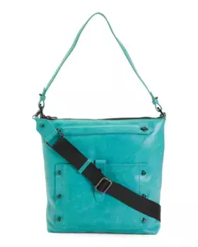 Кожаный хобо-трансформер Warren с ремешком через плечо Botkier, синий/зеленый