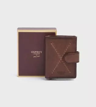 Кожаный и металлический чехол для RFID-карты X Stitch OSPREY LONDON, коричневый