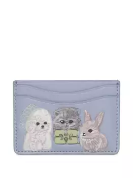 Кожаный кардхолдер GANNI, фиолетовый