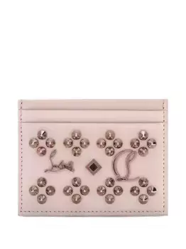 Кожаный кардхолдер с кристаллами Christian Louboutin, розовый