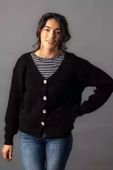 - Кожаный кардиган с V-образным вырезом Lakeland Imogen Lakeland Clothing, черный