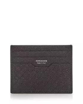 Кожаный картхолдер Gancini FERRAGAMO, черный