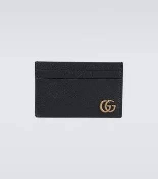 Кожаный картхолдер gg marmont Gucci, черный