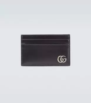 Кожаный картхолдер gg marmont Gucci, черный