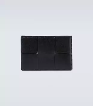 Кожаный картхолдер intreccio Bottega Veneta, черный