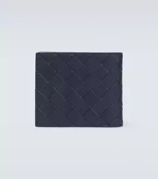 Кожаный картхолдер intreccio Bottega Veneta, серебро