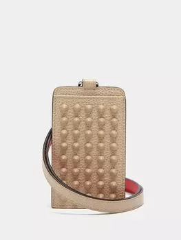 Кожаный картхолдер miloucah с шипами Christian Louboutin, бежевый