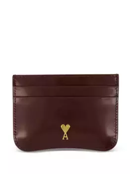 Кожаный картхолдер с логотипом в виде сердца Paris AMI Paris, коричневый