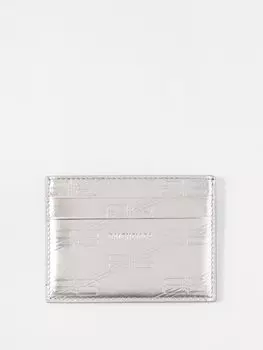 Кожаный картхолдер с тисненым логотипом Balenciaga, серебряный