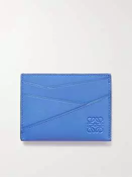 Кожаный картхолдер с тисненым логотипом Puzzle LOEWE, синий