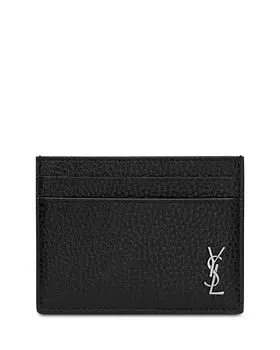 Кожаный картхолдер SAINT LAURENT, черный