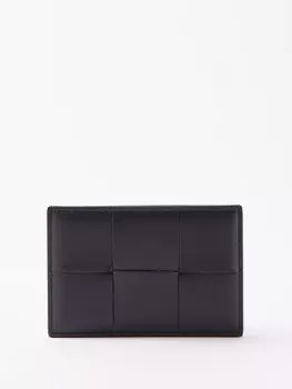 Кожаный картхолдер urban intrecciato Bottega Veneta, синий
