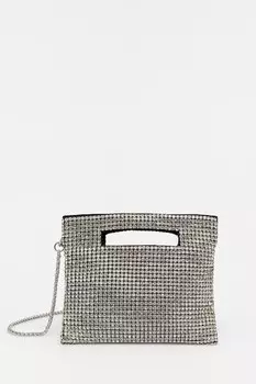 Кожаный клатч Answear.Lab, серебряный