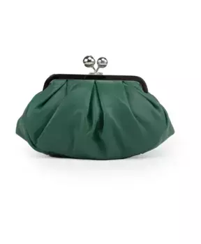 Кожаный клатч Basilico с металлическими деталями Max Mara Weekend, зеленый