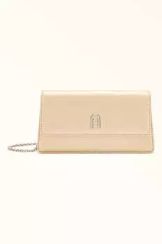 Кожаный клатч Diamante с декоративными камнями Furla, бежевый