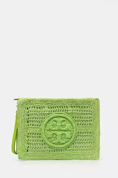 Кожаный клатч Ella Tory Burch, зеленый