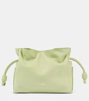 Кожаный клатч Flamenco Mini Loewe, цвет light pear