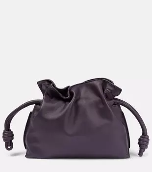 Кожаный клатч Flamenco Mini Loewe, фиолетовый