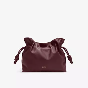 Кожаный клатч flamenco с узлом Loewe, цвет dark burgundy