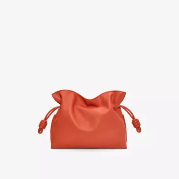 Кожаный клатч Flamenco с узлом Loewe, оранжевый
