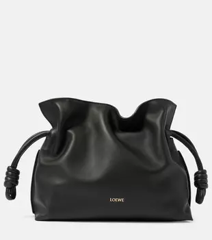 Кожаный клатч фламенко Loewe, черный