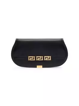 Кожаный клатч Greca Goddess Versace, черный